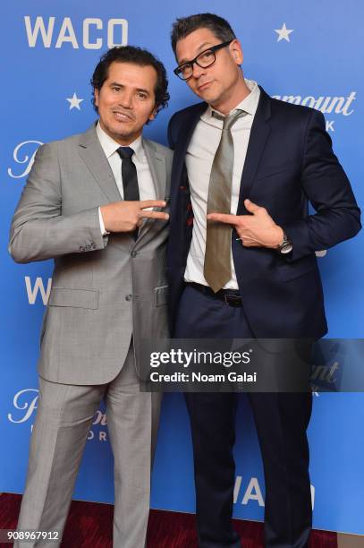 Actor John Leguizamo and Niels Schuurmans, CMO Paramount Network attend the world premiere of WACO presented by Paramount Network at Jazz at Lincoln...