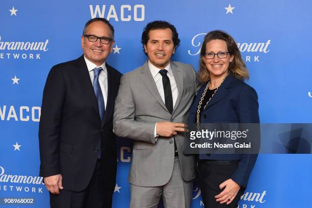 Kevin Kay, President of Paramount Network, TV Land and CMT, actor John Leguizamo, and Sarah Levy, COO of Global Entertainment Group, attend the world...