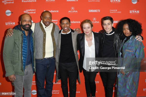 Actors Jeffrey Wright, Dorian Missick and Kelvin Harrison Jr., Jennifer Ehle, Liam Obergfoll and Lovie Simone attend the "Monster" Premiere during...
