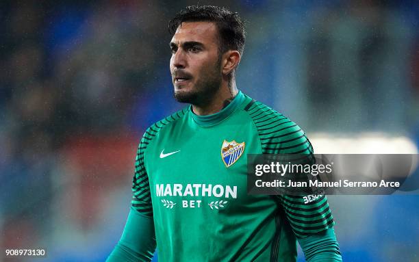 Roberto Jimenez of Malaga CF reacts during the La Liga match between SD Eibar and Malaga CF at Ipurua Municipal Stadium on January 22, 2018 in Eibar,...