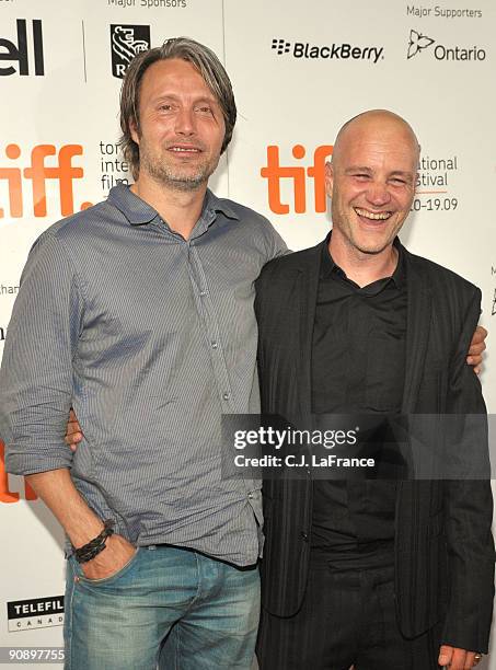 Actor Mads Mikkelsen and director Jan Kounen arrive at the "Coco Chanel & Igor Stravinsky" screening during the 2009 Toronto International Film...