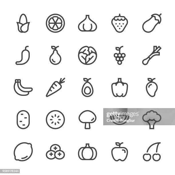 fruit and vegetable icons - mediumx line - parsnip stock illustrations