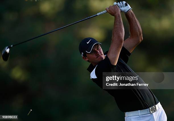 Sam Saunders tees off on the 5th hole during the first round of the Albertson's Boise Open at Hillcrest Country Club on September 17, 2009 in Boise,...