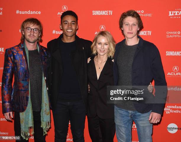 Tom Felton, Devon Terrell, Naomi Watts, and George MacKay attend the 'Ophelia' Premiere during 2018 Sundance Film Festival at Eccles Center Theatre...