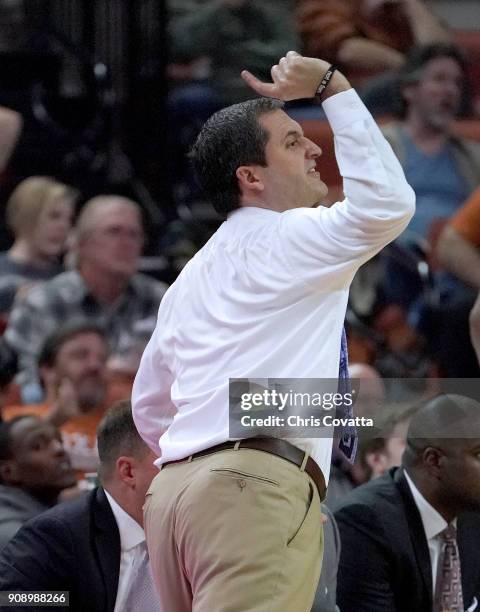 Head coach Steve Prohm of the Iowa State Cyclones reacts as his team plays the Texas Longhorns at the Frank Erwin Center on January 22, 2018 in...