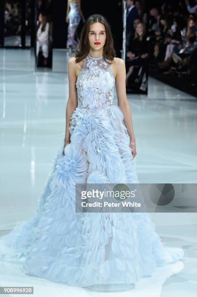 Model walks the runway during the Ralph & Russo Spring Summer 2018 show as part of Paris Fashion Week on January 22, 2018 in Paris, France.