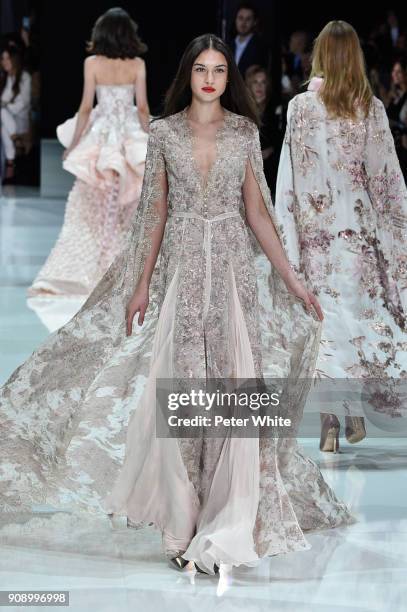 Model walks the runway during the Ralph & Russo Spring Summer 2018 show as part of Paris Fashion Week on January 22, 2018 in Paris, France.