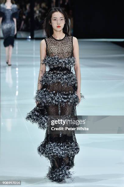 Model walks the runway during the Ralph & Russo Spring Summer 2018 show as part of Paris Fashion Week on January 22, 2018 in Paris, France.