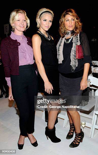 Gretchen Mol, Katharine McPhee and Jennifer Esposito attend the Ann Taylor See Now, Wear Now runway show at The New York Public Library on September...