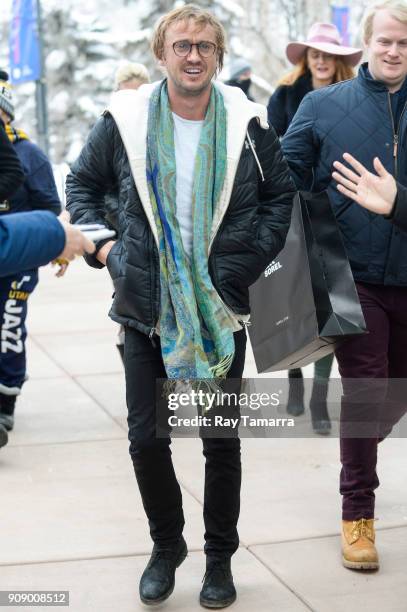 Actor Tom Felton walks in Park City on January 22, 2018 in Park City, Utah.