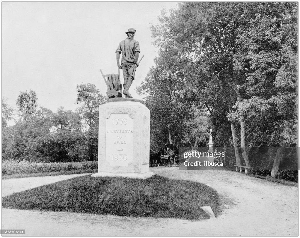 Antique photograph of World's famous sites: The minute man, Concord, Massachusetts