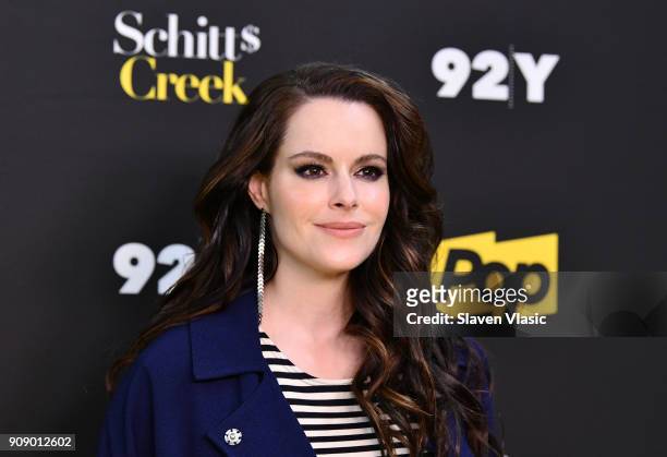 Actress Emily Hampshire attends An Evening with the Cast of "Schitt's Creek" at 92nd Street Y on January 22, 2018 in New York City.