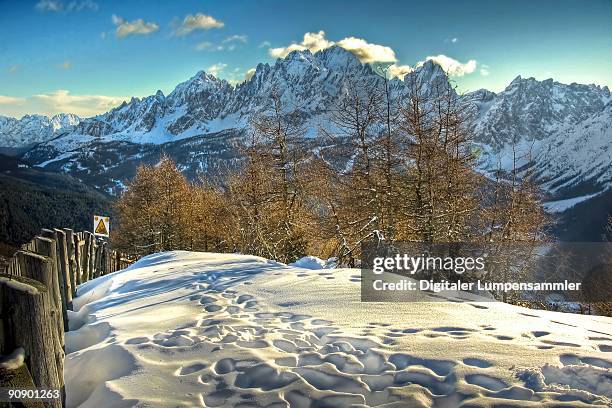 winter in dolomiti - lienz stock pictures, royalty-free photos & images