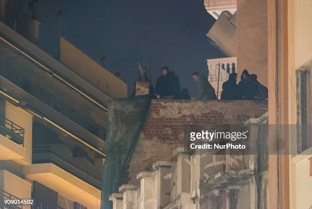 Antifa, Anarchist and Leftist groups demonstrate and fight with the police in Thessaloniki, Greece, on 22 January 2018. An antifa-occupied building...
