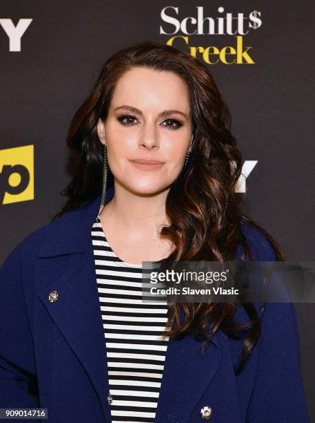 Actress Emily Hampshire attends An Evening with the Cast of "Schitt's Creek" at 92nd Street Y on January 22, 2018 in New York City.