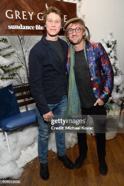 George MacKay and Tom Felton attend the "Ophelia" after party at Sundance Film Festival 2018 at The Grey Goose Blue Door on January 22, 2018 in Park...