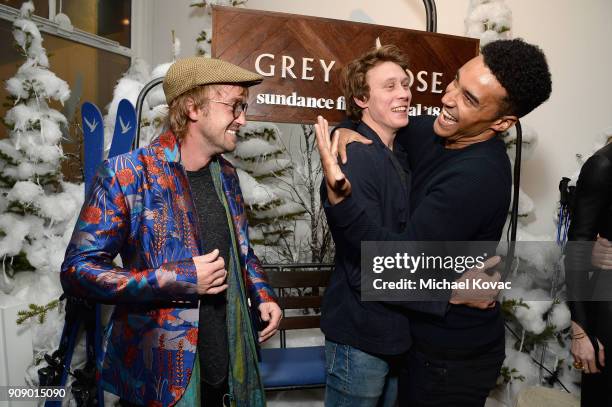 Tom Felton, George MacKay and Devon Terrell attend the "Ophelia" after party at Sundance Film Festival 2018 at The Grey Goose Blue Door on January...