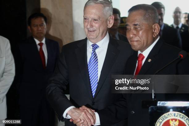 Defense Secretary James Mattis and Defense Minister Ryamizard Ryacudu held a press conference on the outcome of a bilateral defense meeting at the...