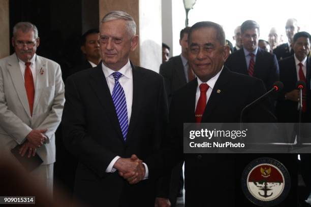 Defense Secretary James Mattis and Defense Minister Ryamizard Ryacudu held a press conference on the outcome of a bilateral defense meeting at the...