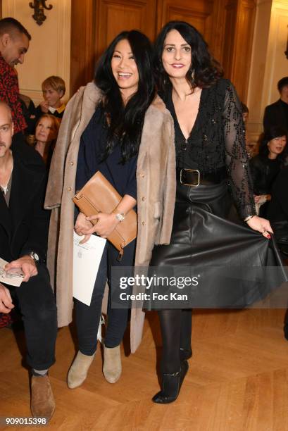 Anggun and Sylvie Ortega Munos attend the On Aura Tout Vu Haute Couture Spring Summer 2018 show as part of Paris Fashion Week on January 22, 2018 in...