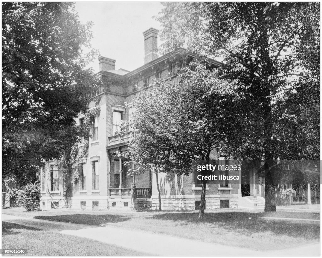 Fotografia antiga de locais famosos do mundo: casa do presidente Harrison, Indianapolis