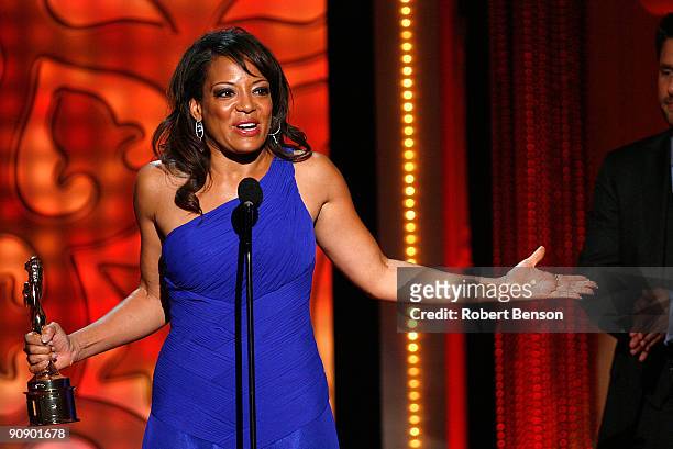 Actress Lauren Velez accepts the Year in Television Drama Actress award for "Dexter" onstage at the 2009 ALMA Awards held at Royce Hall on September...
