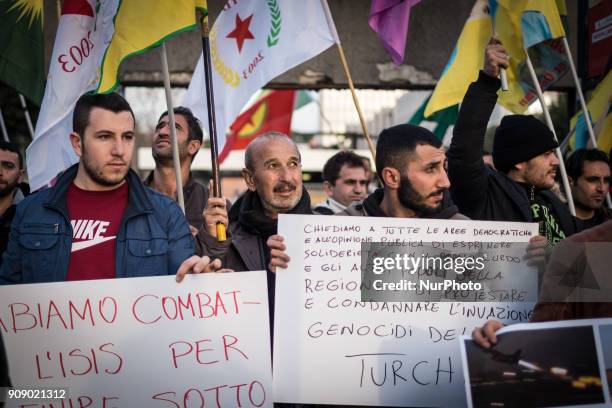 The Kurdish community protests denounce Russia's complicity with Turkey in the bombardments of Turkey's military against the militia of the Kurdish...