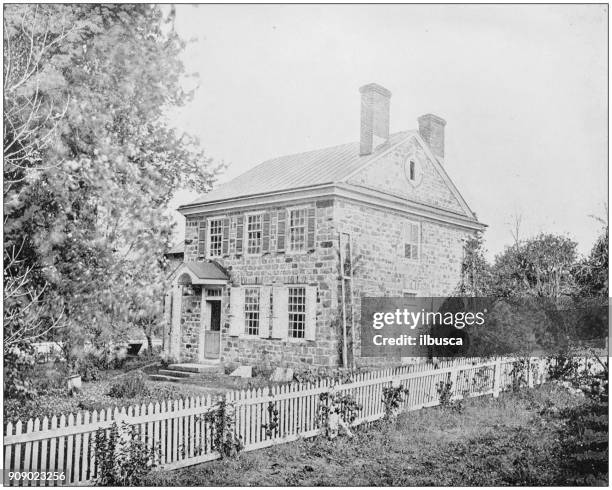 antique photograph of world's famous sites: washington headquarters, valley forge - valley forge national historic park stock illustrations