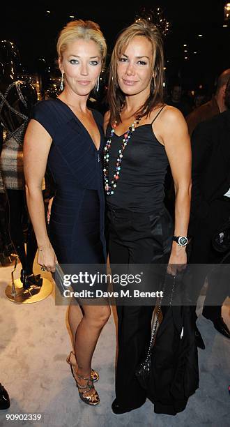 Tamara Beckwith and Tara Palmer-Tomkinson at the Hervé Léger by Max Azria London Store Launch Party on September 17, 2009 in London, England.