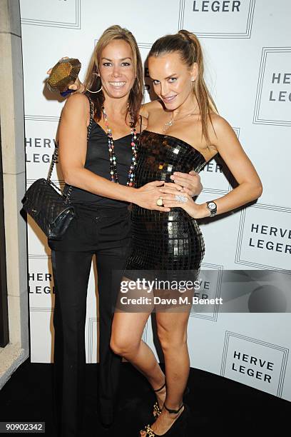 Tara Palmer-Tomkinson and Masha Markova at the Hervé Léger by Max Azria London Store Launch Party on September 17, 2009 in London, England.