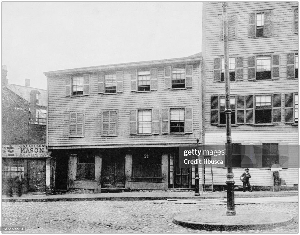 Antique photograph of World's famous sites: Paul Revere's House, Boston