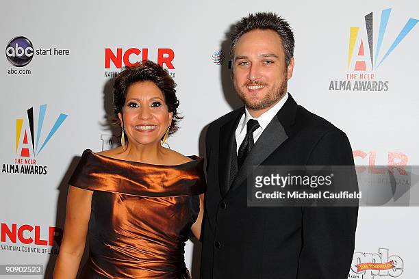President and CEO Janet Murguia and actor Alex A. Quinn attend the VIP Pre-Party at the 2009 ALMA Awards held at Royce Hall on September 17, 2009 in...