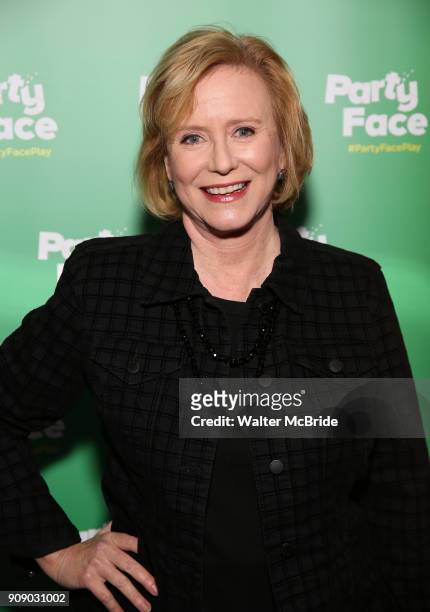 Eve Plumb attends the Opening Night of 'Party Face' on January 22, 2018 at Robert 2 Restaurant in New York City.