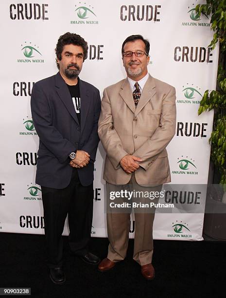 Director Joe Berlinger and 'Ecuador Consul General' Dr. Fernando Chaves arrives for the screening of the film 'CRUDE' at Harmony Gold Theatre on...