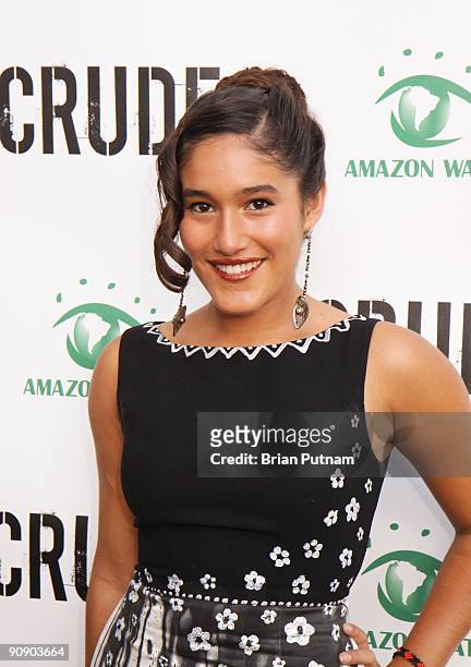 Actress Q'Orianka Kilcher arrives for the screening of the film 'CRUDE' at Harmony Gold Theatre on September 17, 2009 in Los Angeles, California.