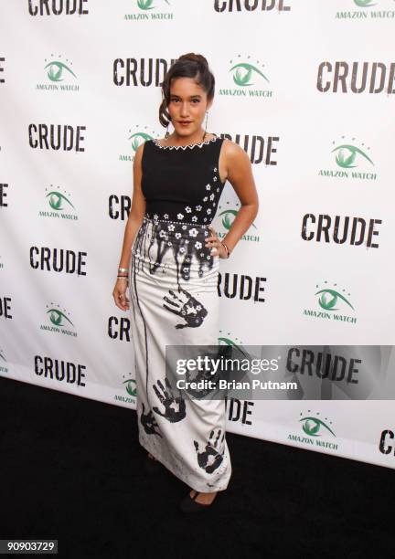 Actress Q'Orianka Kilcher arrives for the screening of the film 'CRUDE' at Harmony Gold Theatre on September 17, 2009 in Los Angeles, California.