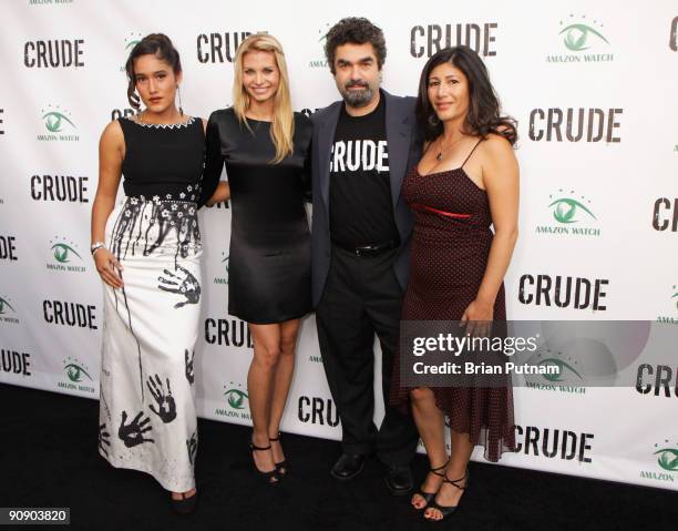 Actresses Q'Orianka Kilcher and Sonia Rockwell, director Joe Berlinger and 'Amazon Watch' director Atossa Soltani arrive for the screening of the...