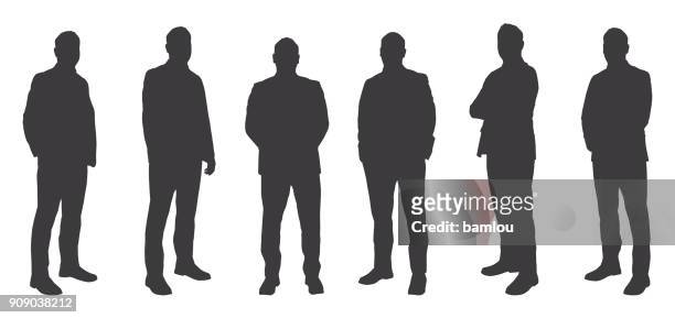 six men sihouettes - plain background stock illustrations
