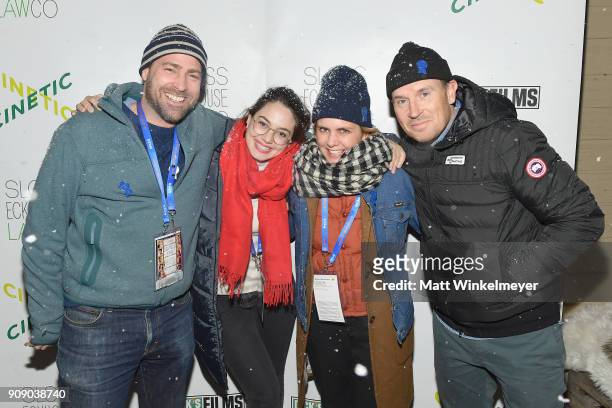 Jeff Parkin, Christina Constantini, Mariana Vanzeller, and Darren Foster attend the Cinetic Sundance Party 2018 at High West Distillery on January...