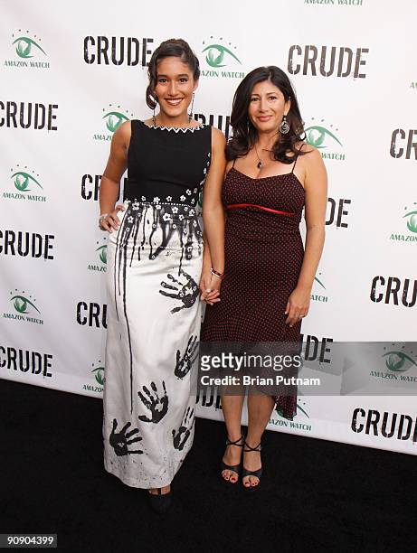 Actress Q'Orianka Kilcher and 'Amazon Watch' Director Atossa Soltani arrive for the screening of the film 'CRUDE' at Harmony Gold Theatre on...