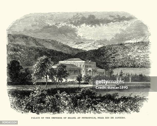 palace of the emperor of brazil at petropolis - petropolis stock illustrations