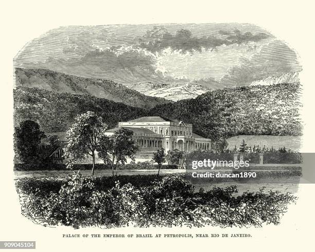 palace of the emperor of brazil at petropolis - palace stock illustrations