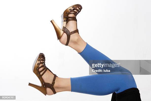 lady's legs waving in midair - nylon feet 個照片及圖片檔