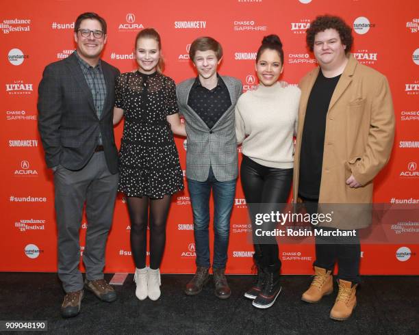 Actors Rich Sommer, Tiera Skovbye, Graham Verchere, Susie Castillo, and Caleb Emery attend the "Summer Of '84" Premiere during the 2018 Sundance Film...