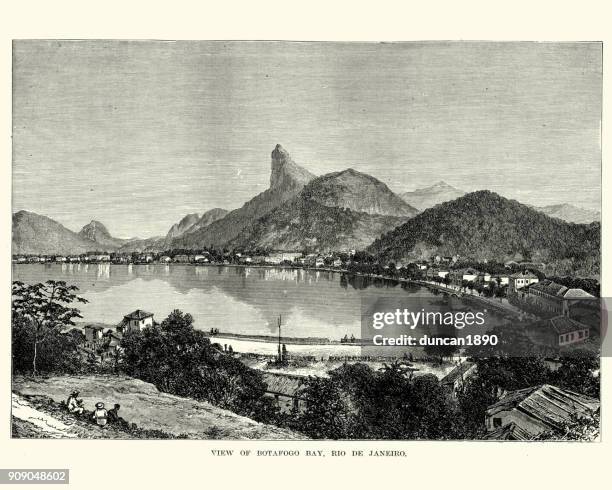 ilustraciones, imágenes clip art, dibujos animados e iconos de stock de bahía de botafogo, rio de janeiro, brasil del siglo xix - botafogo