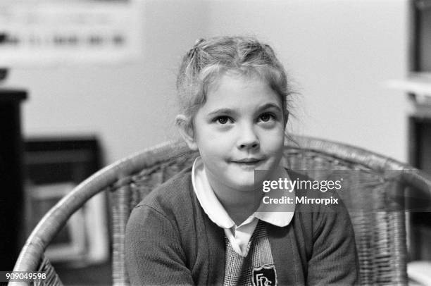 Seven year old child actress Drew Barrymore, the young star of the film E.T, 26th November 1982.