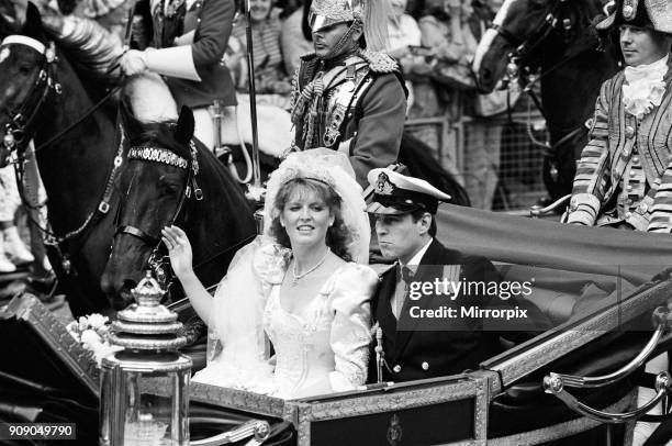 The wedding of Prince Andrew, Duke of York, and Sarah Ferguson held at Westminster Abbey, 23rd July 1986.