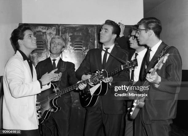 Cliff Richard and The Shadows backstage at The Regal, Cambridge 10th November 1959.