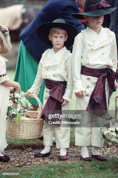 Prince Harry attends the wedding of Earl Spencer, Princess Diana's brother, Charles Althorp and his bride Victoria Lockwood. The ceremony was held at...