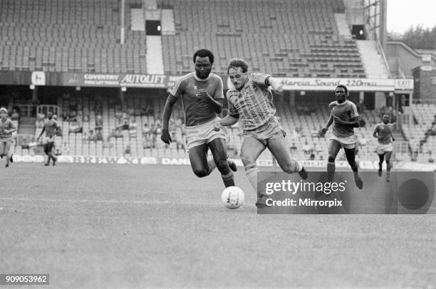 Coventry City v Zimbabwe, Pre Season Friendly at Highfield Road, Friday 19th August 1983. A burst of aggression from Terry Gibson as he races through...